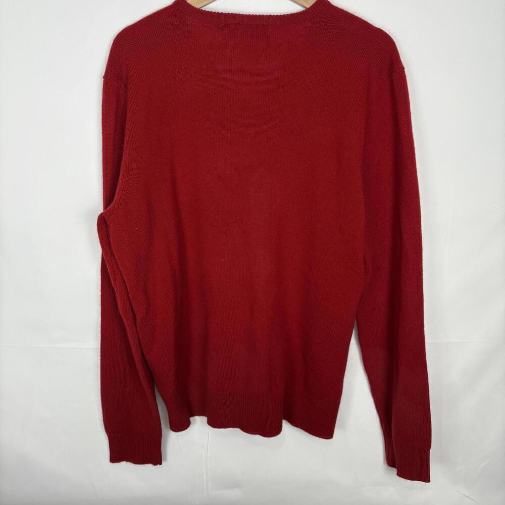 90's Ralph Lauren Red 100% Lamb's Wool Long Sleeve Sweater - Picture 2 of 6